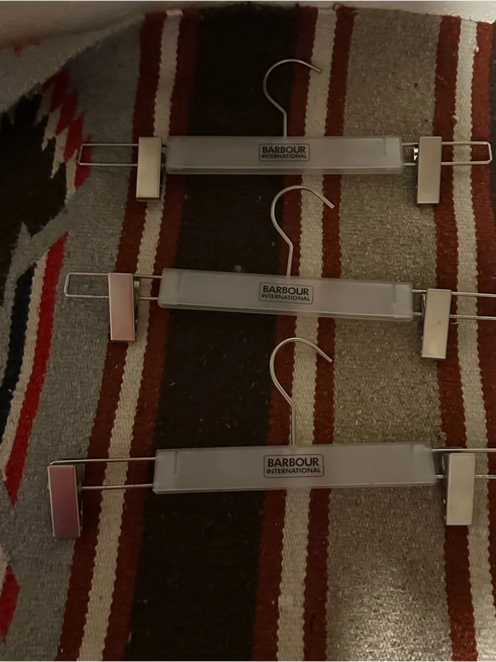 Barbour White Plastic & Metal Pant/Skirt Hangers with Silver Clips - Set of 6
